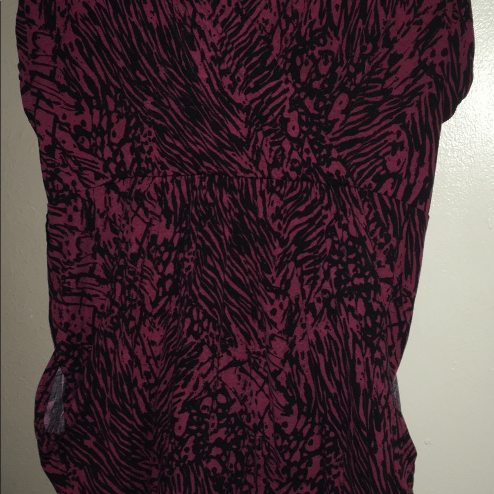 Cranberry and black print dress